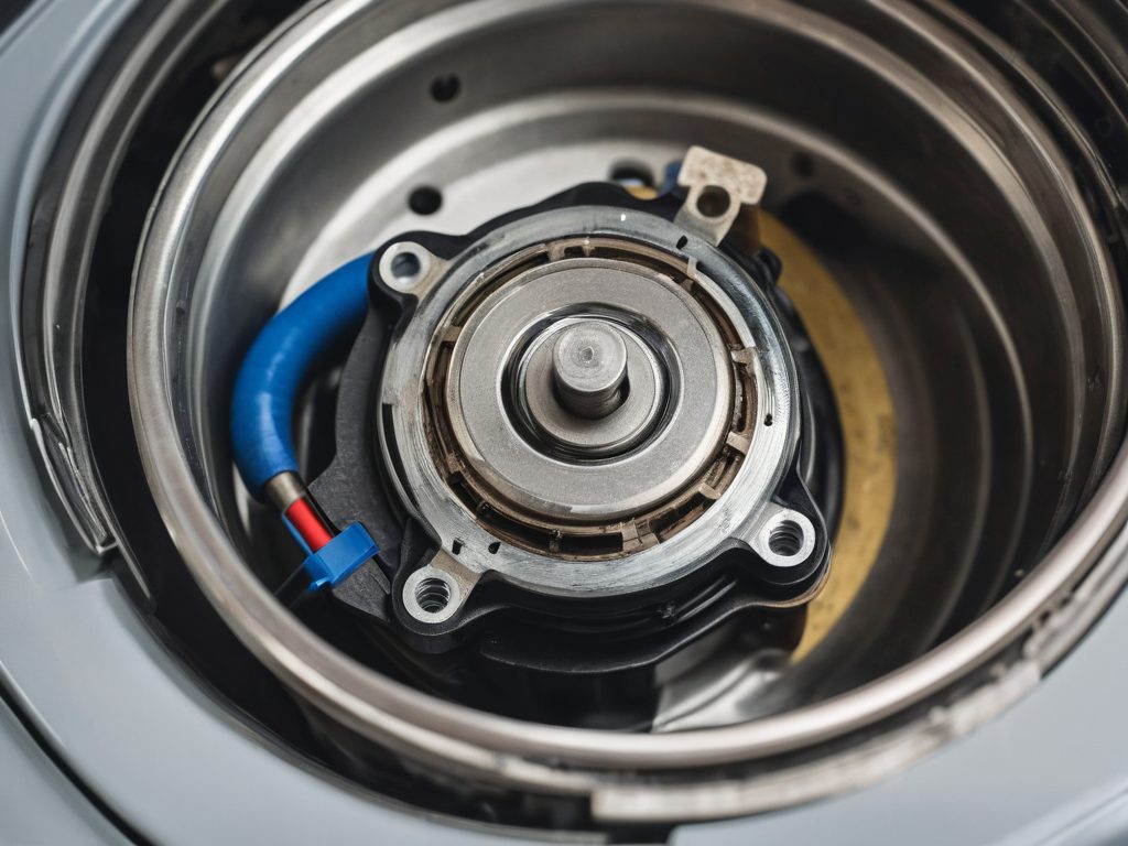 Antriebs- und Heizbereich einer Waschmaschine im Detail