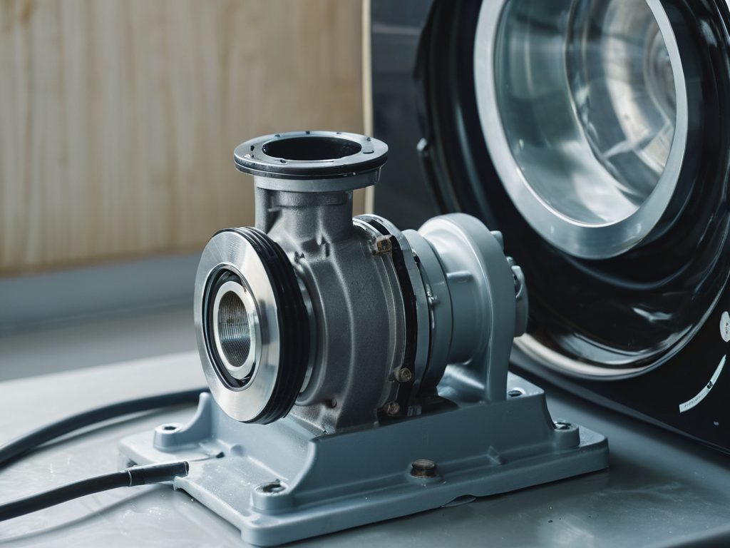 Pumpe einer Waschmaschine als Reparaturdetail