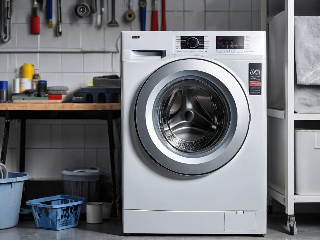Waschmaschine wird an der Werkbank repariert